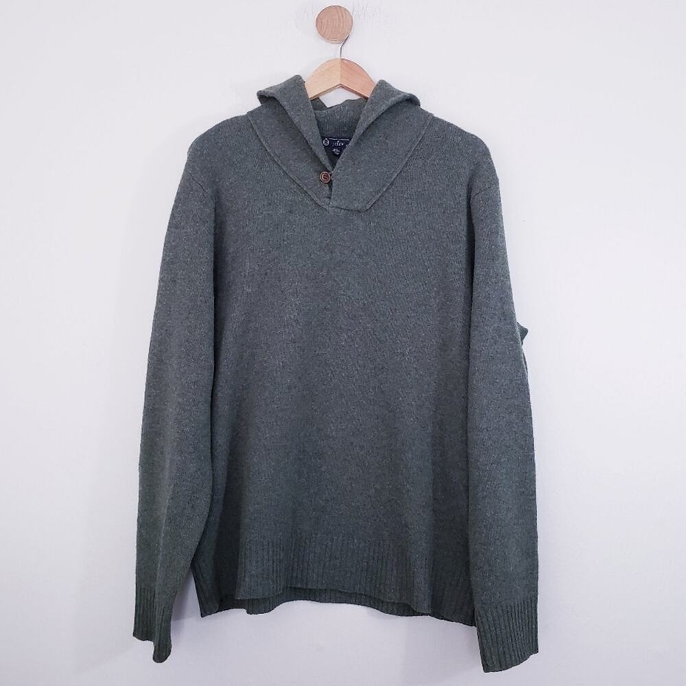 J. Crew Mens 100% Lambswool Shawl Collar Sweater XL Rich Green Forest Green